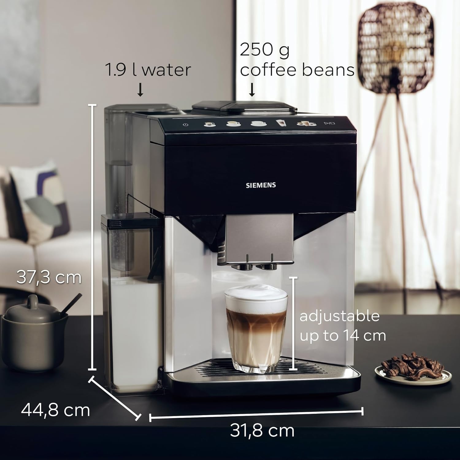 Fully Automatic Bean-to-Cup Coffee Machine Touch Display Milk Frother 9 Drinks