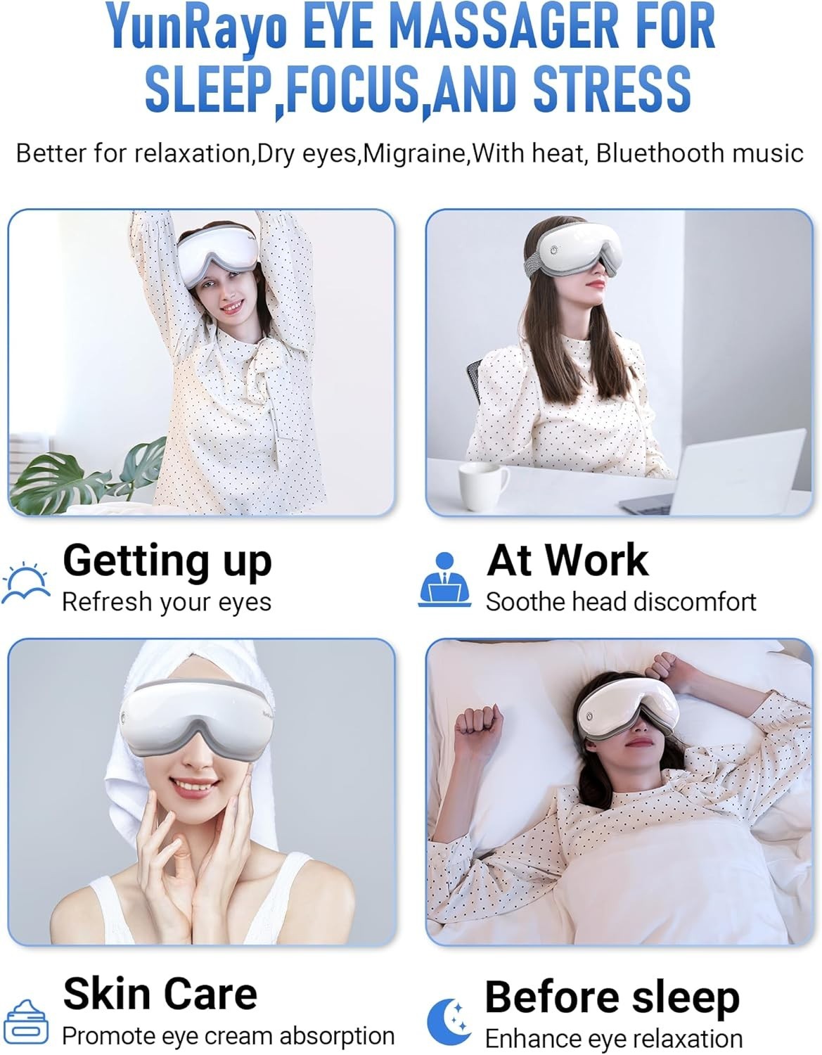 Heated Eye Massager Bluetooth Air Compression Sleep