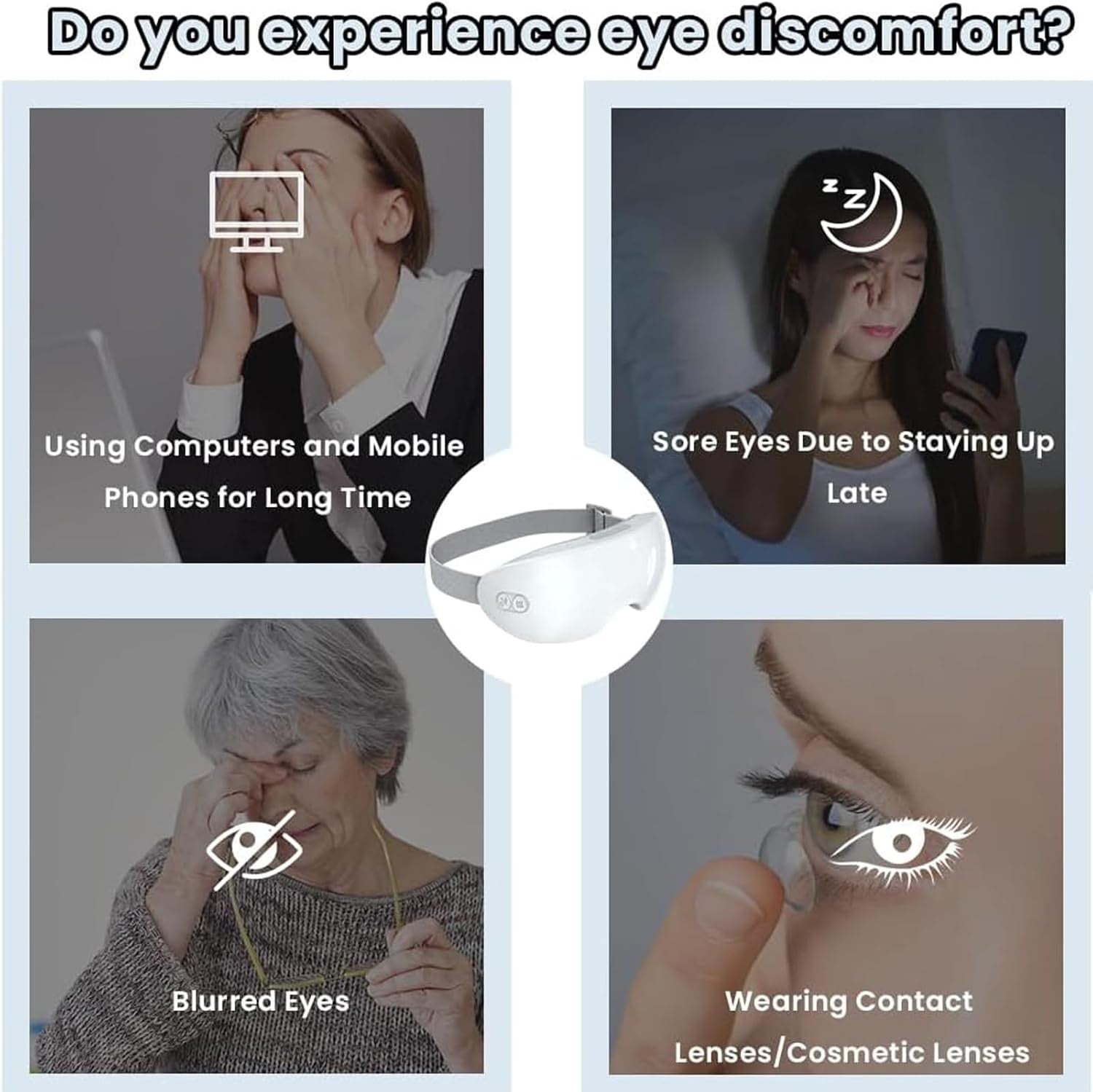 Steam Eye Mask Heat & Cold Cordless Dry Eye Dark Circle Relief