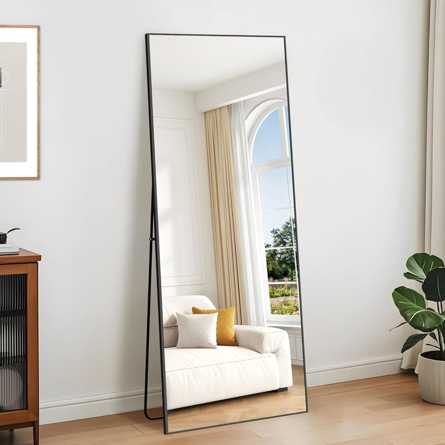 Full Length Wall Mirror 165x60cm Slim Frame Free Standing Stylish - Kwikley