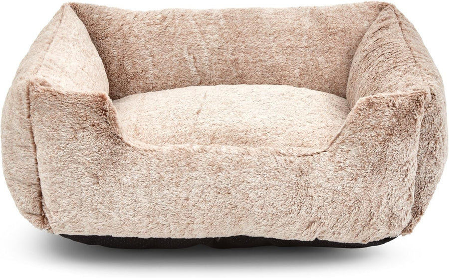Medium Faux Fur Dog Bed 69x55x20cm Washable Non Slip Cream