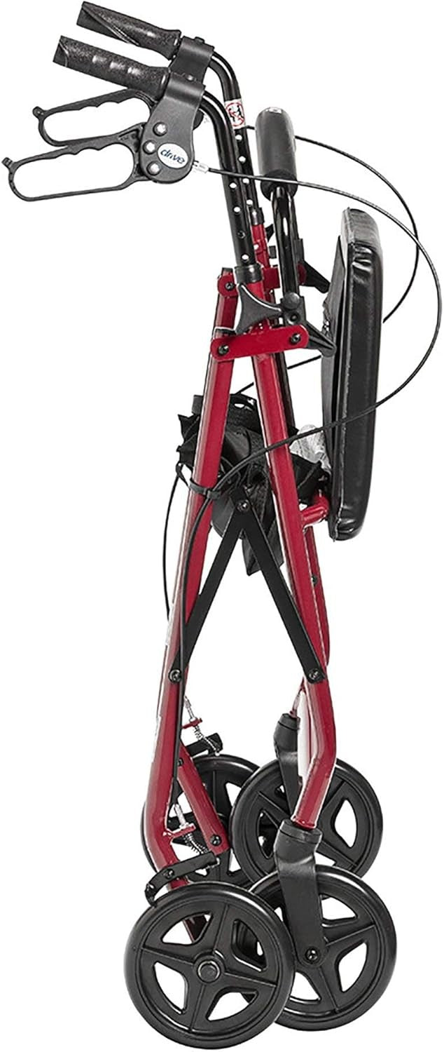 Lightweight 4 Wheel Rollator Walker with Seat Back Support Brakes
