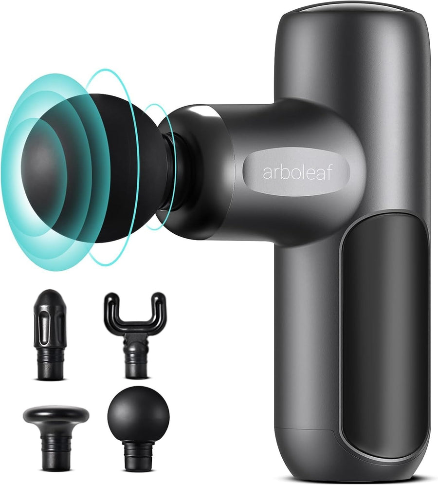Mini Deep Tissue Massage Gun Quiet Muscle Recovery 5 Speeds 4 Heads