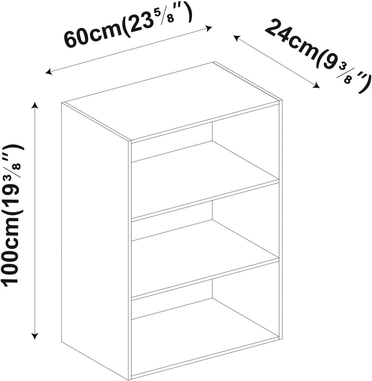 3 Tier Wooden Bookcase Compact Storage Display Shelf Modern Cabinet Grey