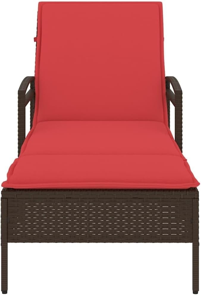 Adjustable Outdoor Sun Lounger with Cushion Weather-Resistant PE Rattan Patio