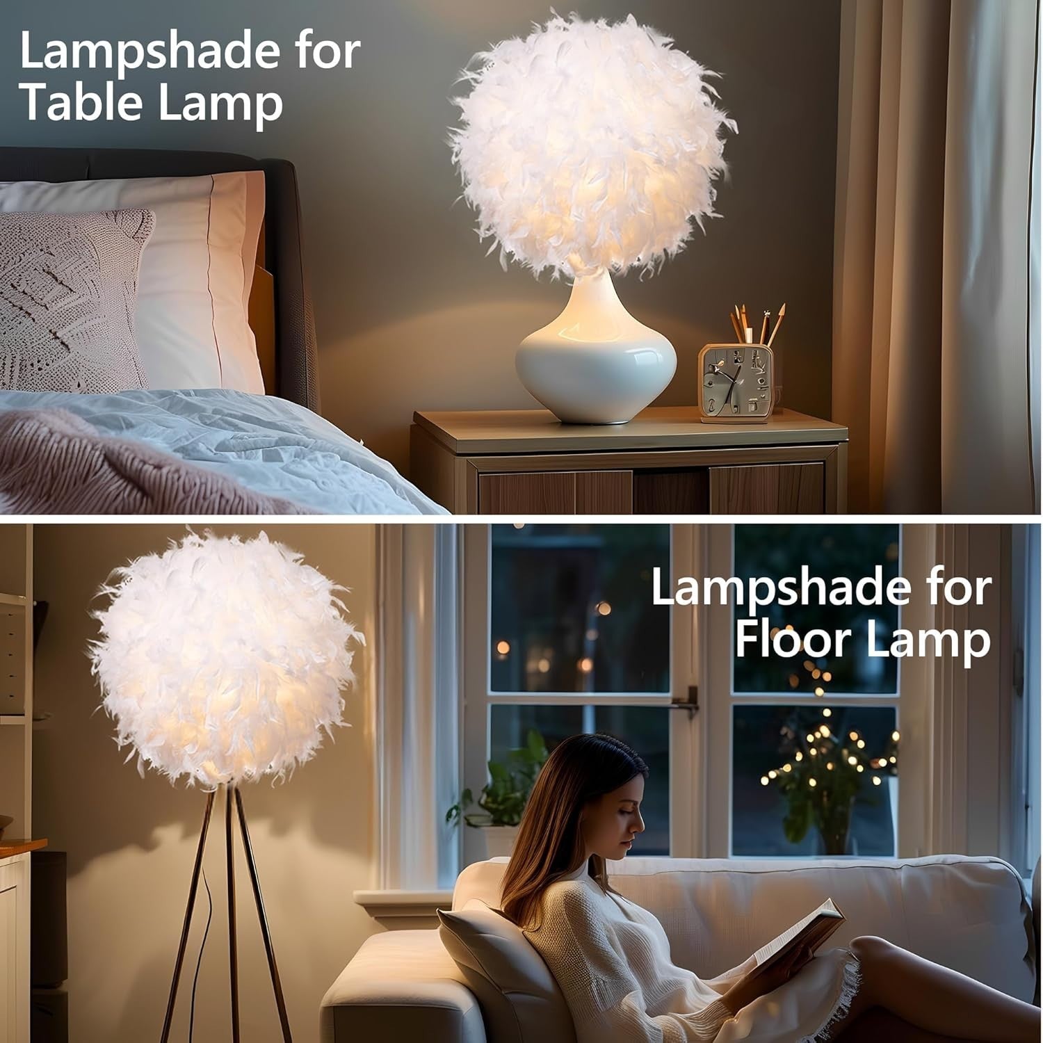 50cm White Feather Lampshade Ceiling Pendant Floor Table Light Shade
