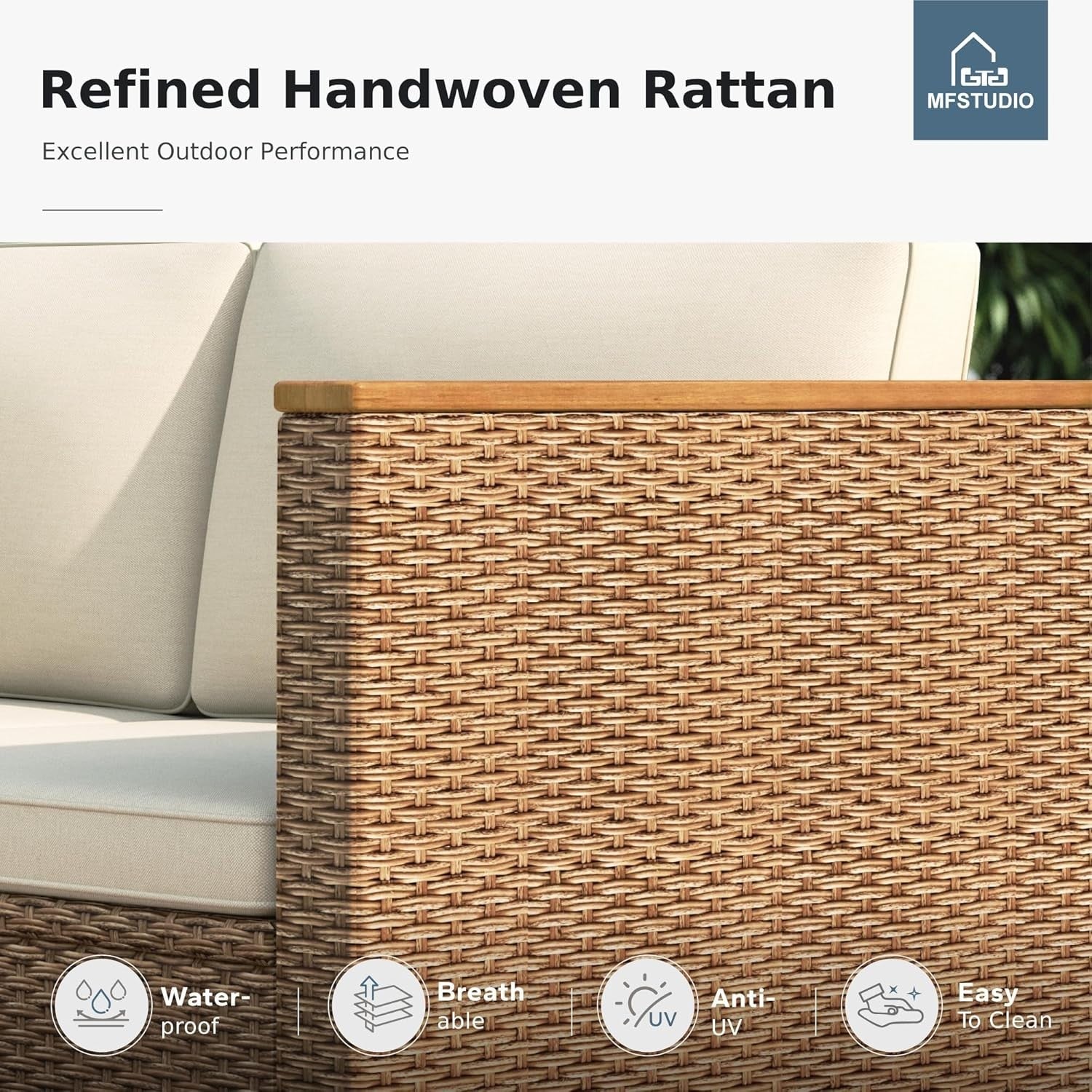 L-Shaped Rattan Garden Sofa Set with Table Outdoor Patio Corner Seating