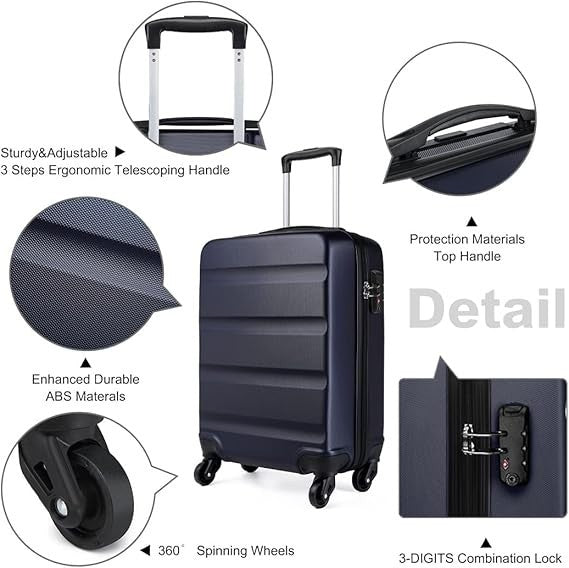 66cm Lightweight ABS+PC Hard Suitcase Spinner Wheels TSA Lock Travel Case