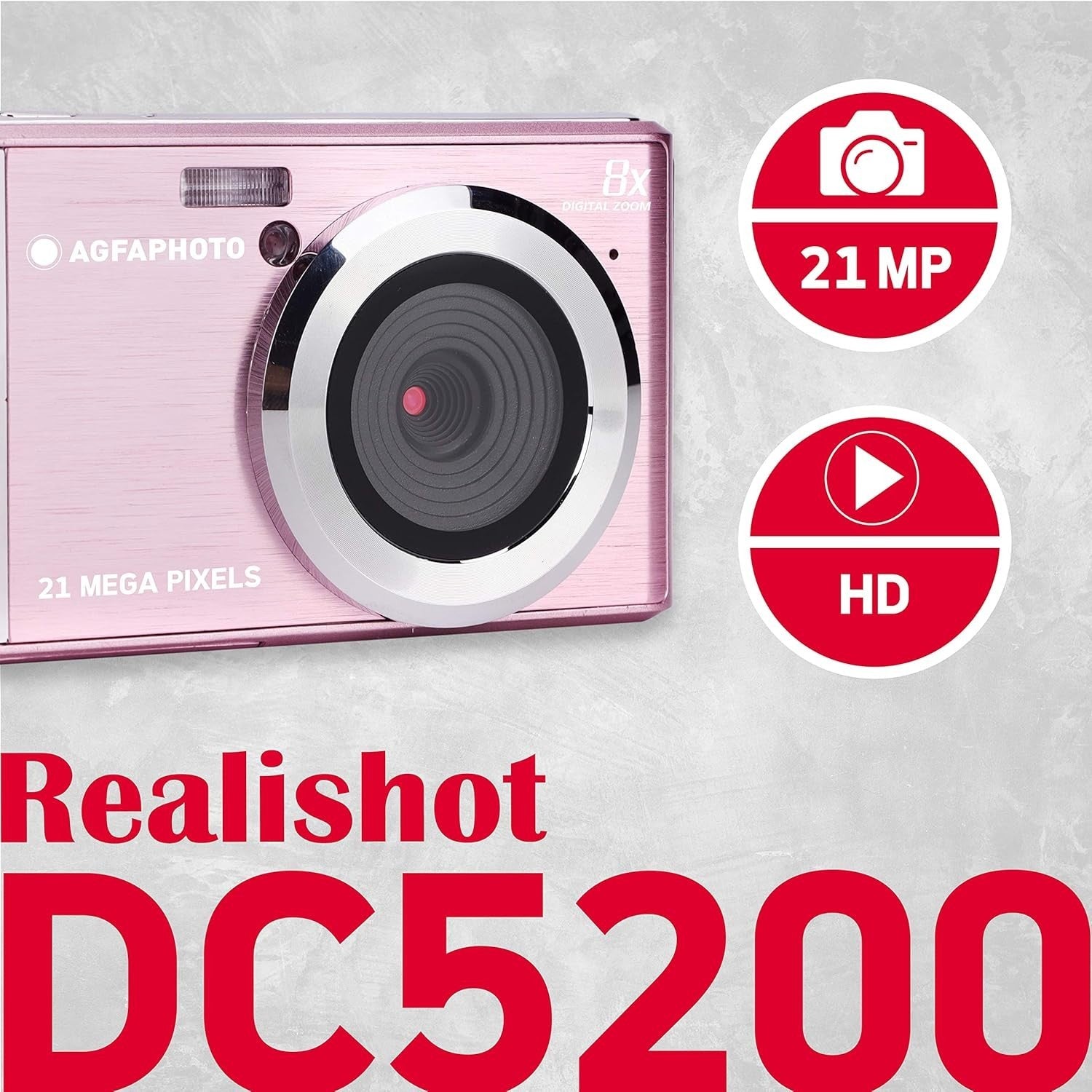 21MP Digital Compact Camera 8X Zoom HD Video LCD Screen Pink
