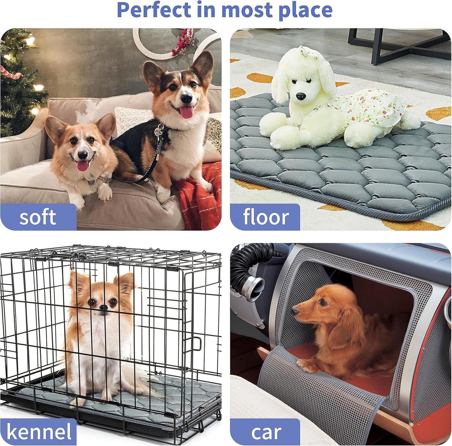 XL Dog Crate Mattress 48" Washable Memory Foam Pad Grey