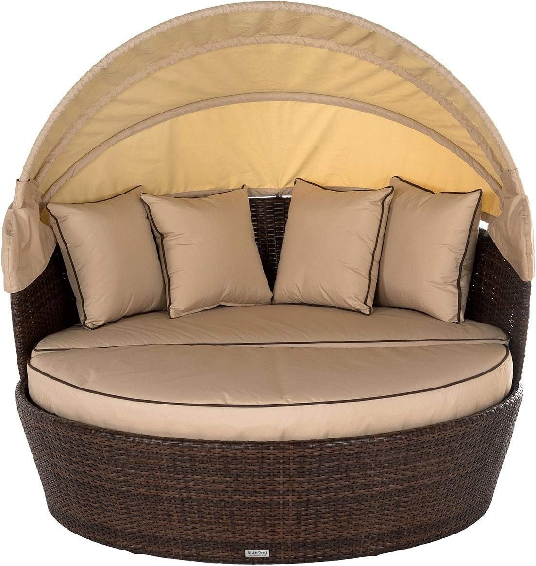 3PC Rattan Garden Day Bed Sofa Set, Loveseat Outdoor Patio Furniture Brown