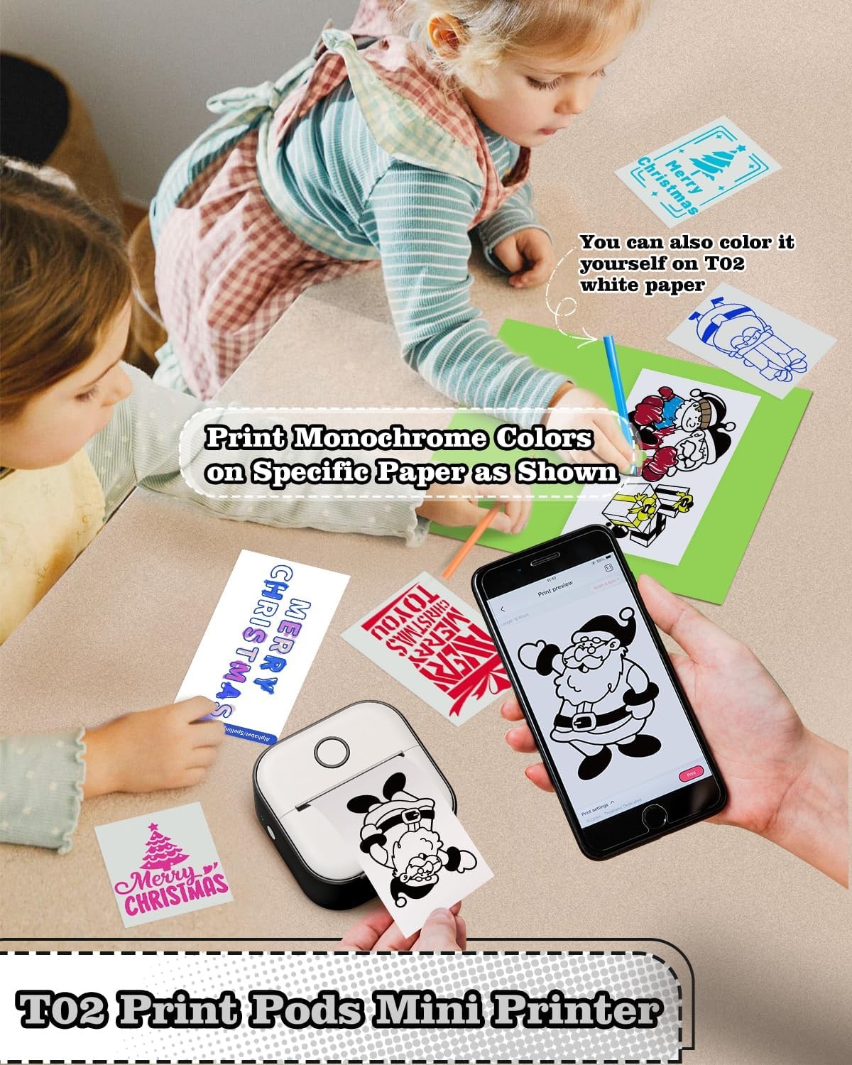 Mini Thermal Sticker Printer – Portable Bluetooth Printer for Kids