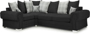 4 Seater Black Fabric 2C1 Left Hand Corner Sofa with Deep Seats & Cushions