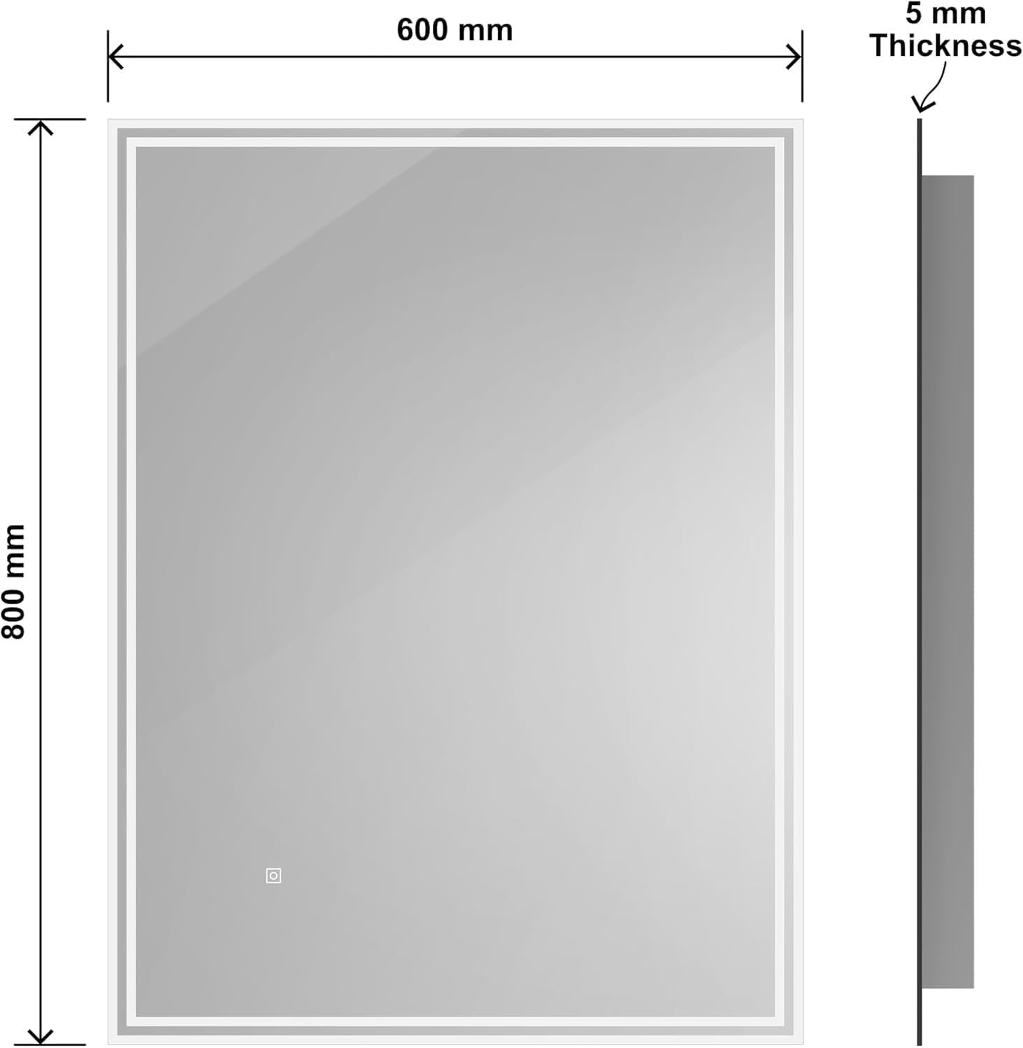 LED Bathroom Mirror 80x60cm Anti-Fog Demister Pad Light Touch Sensor