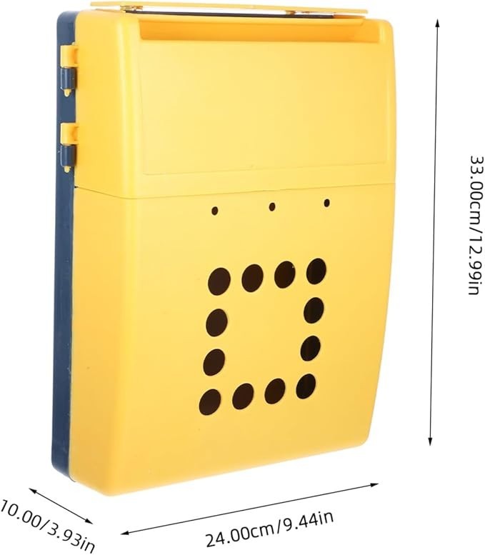 Wall Mount Locking Suggestion Box Yellow Plastic Secure Mail Holder 33cm Wide