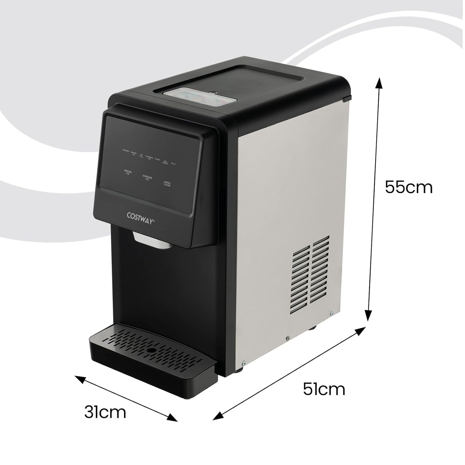 Self Dispensing Nugget Ice Maker Countertop 26kg/24H Self Cleaning
