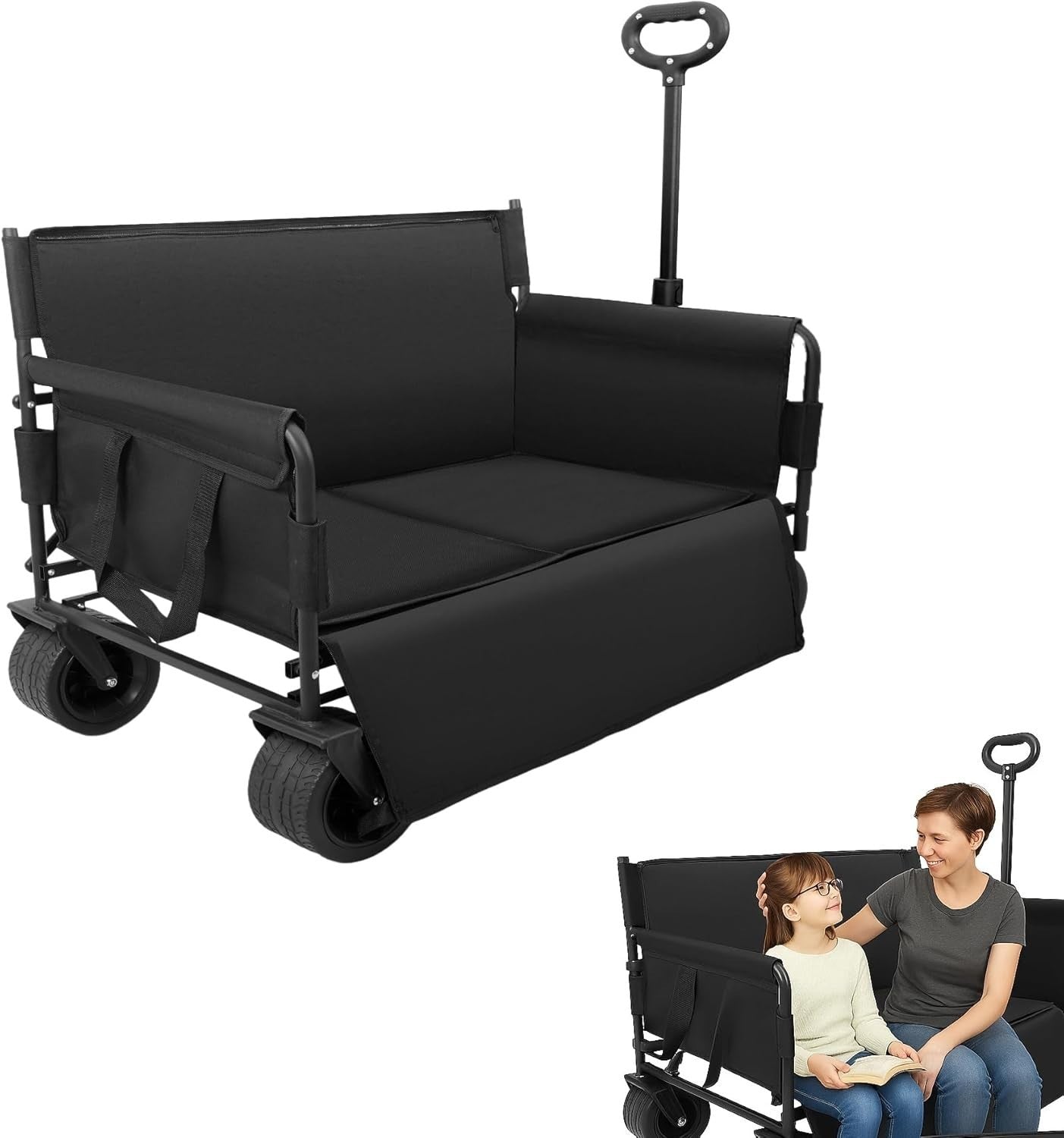 400lb Beach Wagon w/ Seats Heavy Duty Folding Festival Cart All-Terrain