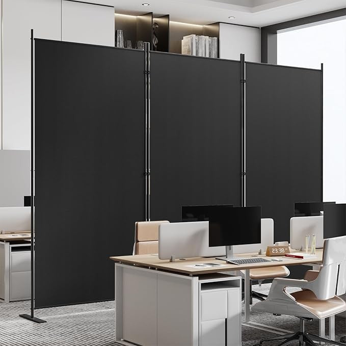 3-Panel 6FT Folding Room Divider Black Privacy Screen Partition Wall Office