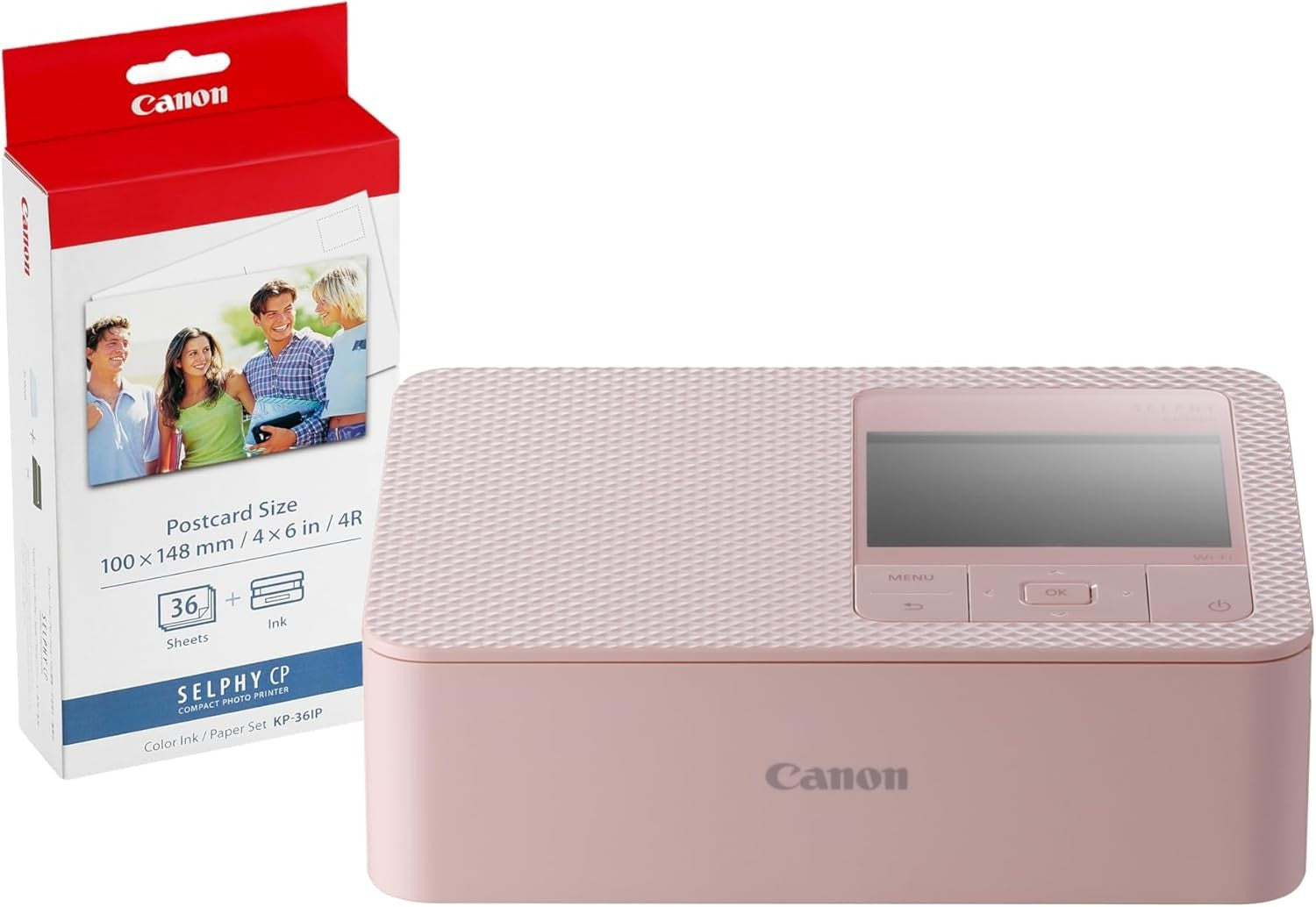 Compact Wireless Photo Printer + 36 Sheet Ink & Paper Set – Pink