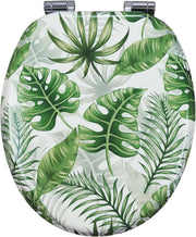 Designer MDF Wooden Soft Close Toilet Seat Patterned O Shape 43.5x37.5cm