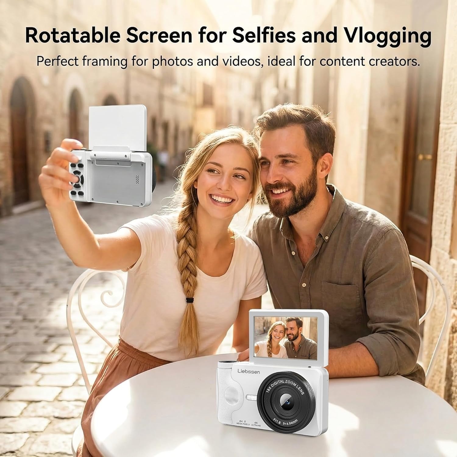64MP 4K Vlogging Camera Autofocus Flip Screen Travel Camera 32GB Kit