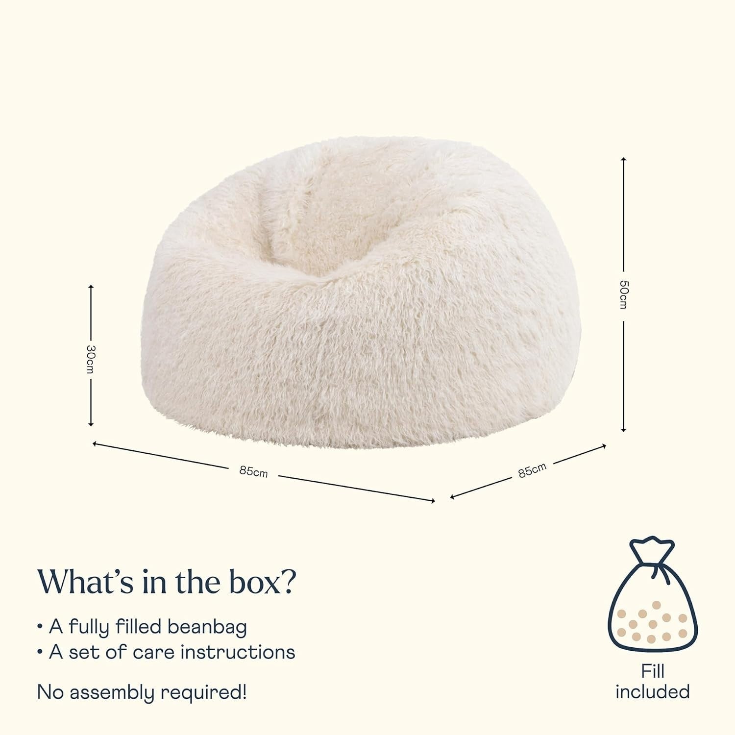 Luxury Mongolian Faux Fur Bean Bag Chair Adult Size Comfy Lounge Seat
