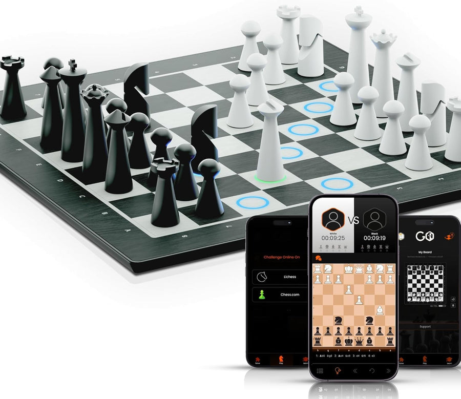 AI Smart Electronic Chess Board w/ Light-Up Moves | Online App Play | 15" Portab