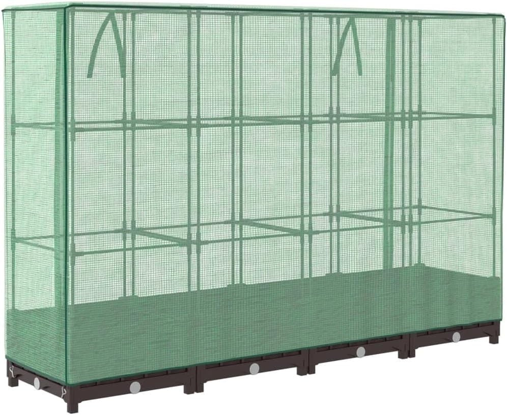Large Rattan Look Garden Planter with Greenhouse Cover – 160x40x23cm