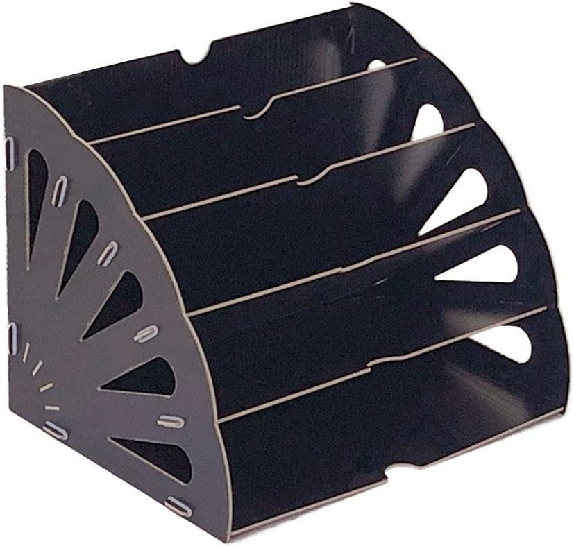 Black Wooden Desk Organizer – 5-Slot A4 File & Paper Holder