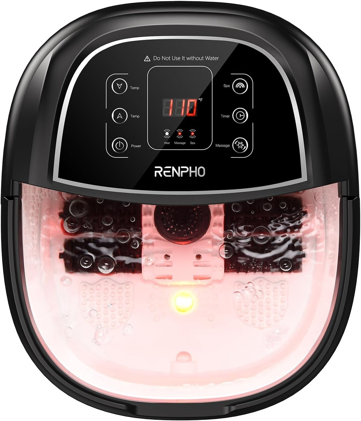 Electric Foot Spa Massager with Heat, Auto Rollers, 3 Modes & Timer Black White