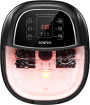 Electric Foot Spa Massager with Heat, Auto Rollers, 3 Modes & Timer Black White
