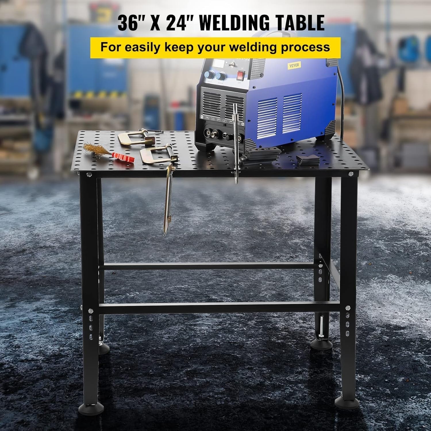 Welding Table 36"x24" 800lbs Capacity Steel Workbench 0.63" Holes Non-Slip