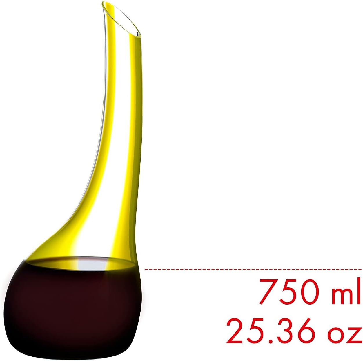 Handblown Crystal Wine Decanter 1.7L Yellow Cornetto Modern Aerator Gift