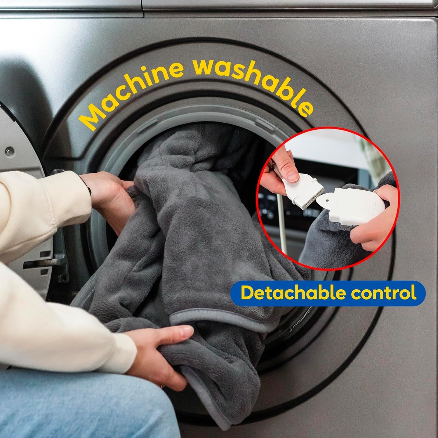Electric Heated Throw Blanket Grey Microfleece 130x180cm 9 Heat Timer Auto Off