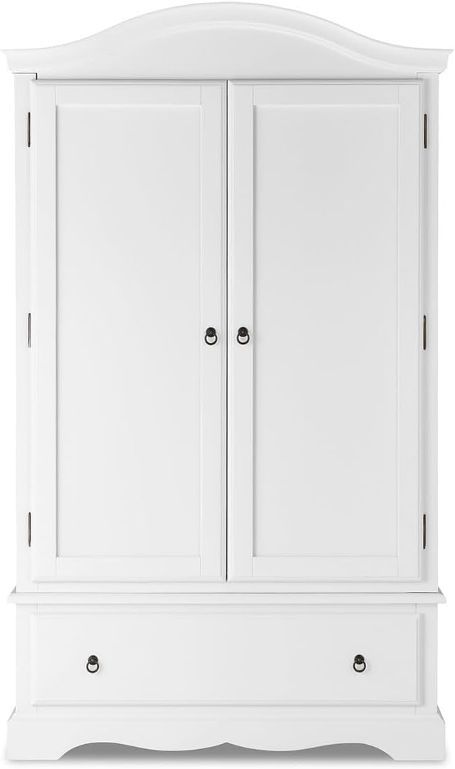 Luxury White Double Wardrobe French Style Storage with Drawer & Rail