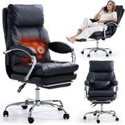 Heated Massage Office Chair Recliner Footrest Ergonomic High Back Black
