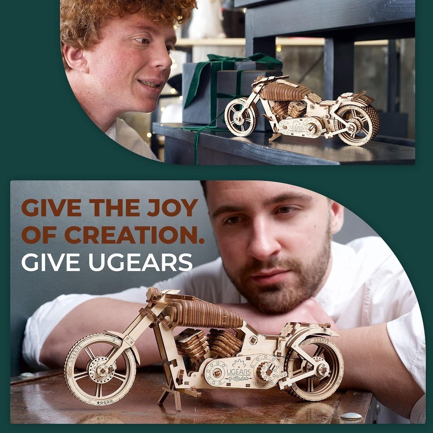 3D Wooden Motorcycle Puzzle Model Kit with Rubber Band Motor – Fun & Educational