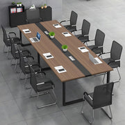 160cm Brown/Black Office Conference Table Rectangular Meeting Desk Cable Ports