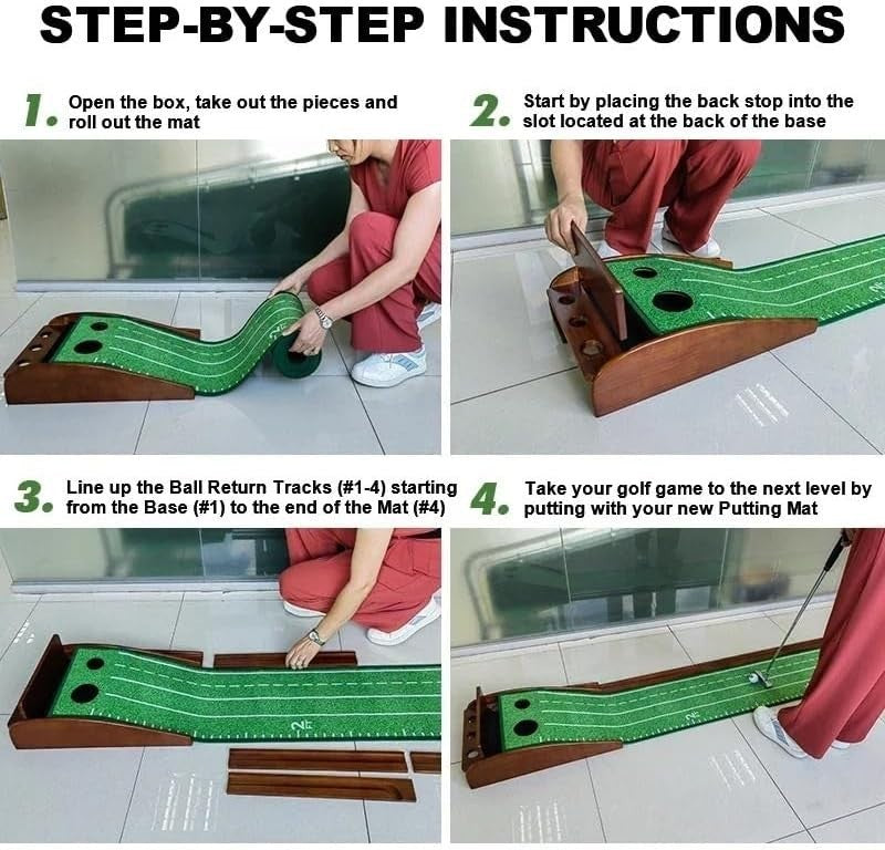 Golf Putting Mat Automatic Ball Return Indoor Practice Trainer 9ft