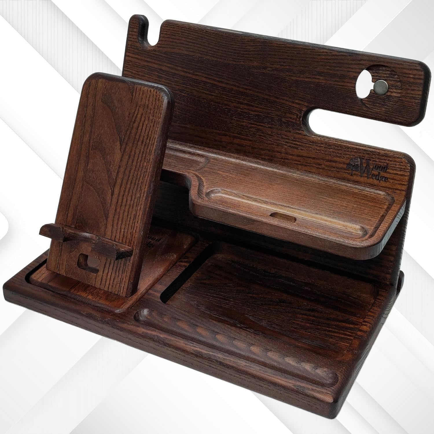Handcrafted Wooden Docking Station 2-in-1 Desk & Bedside Organiser