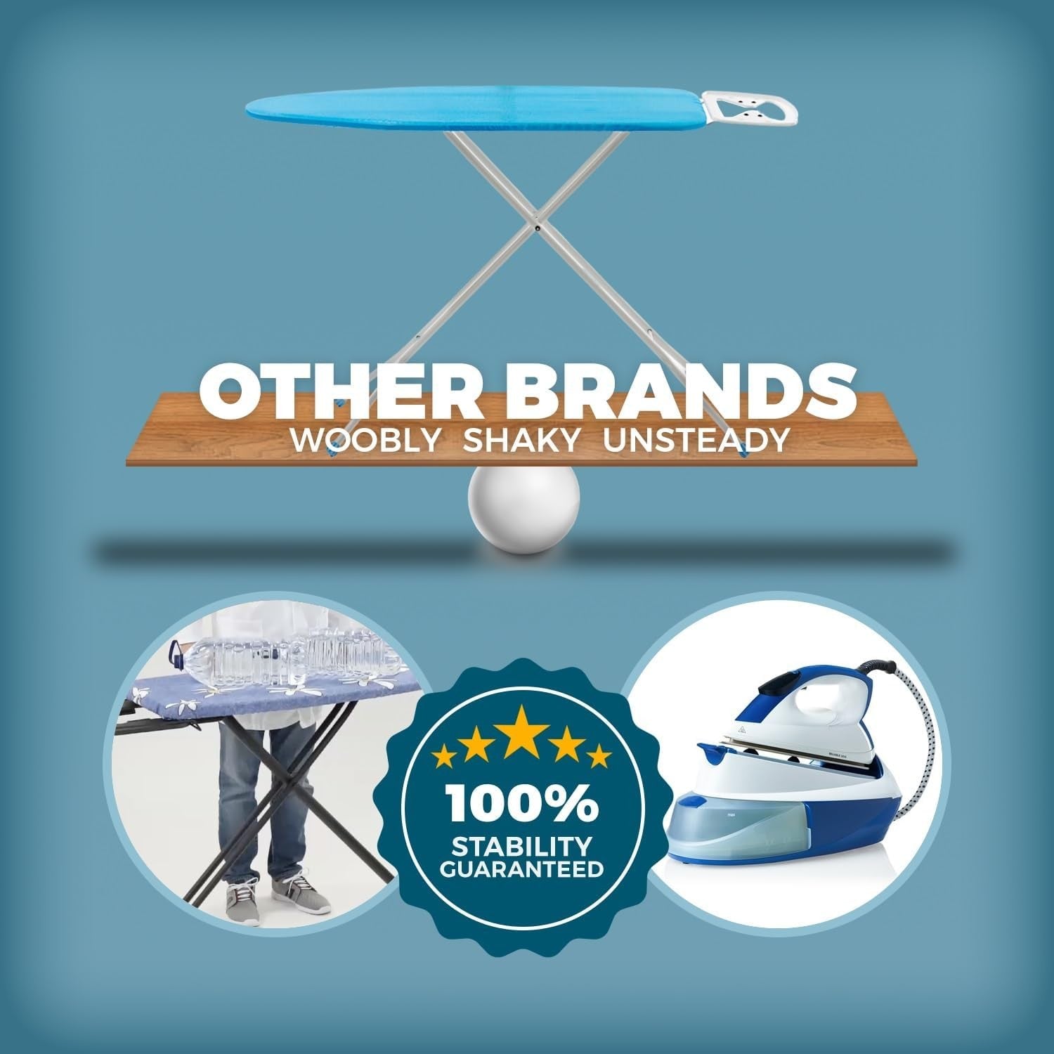 Extra Wide Ironing Board 130x50cm Heavy Duty Adjustable Height Stable