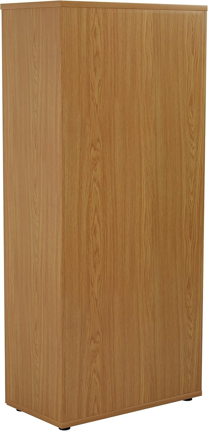 Tall Oak Lockable Office Cupboard 4 Shelf Storage Cabinet 180cm
