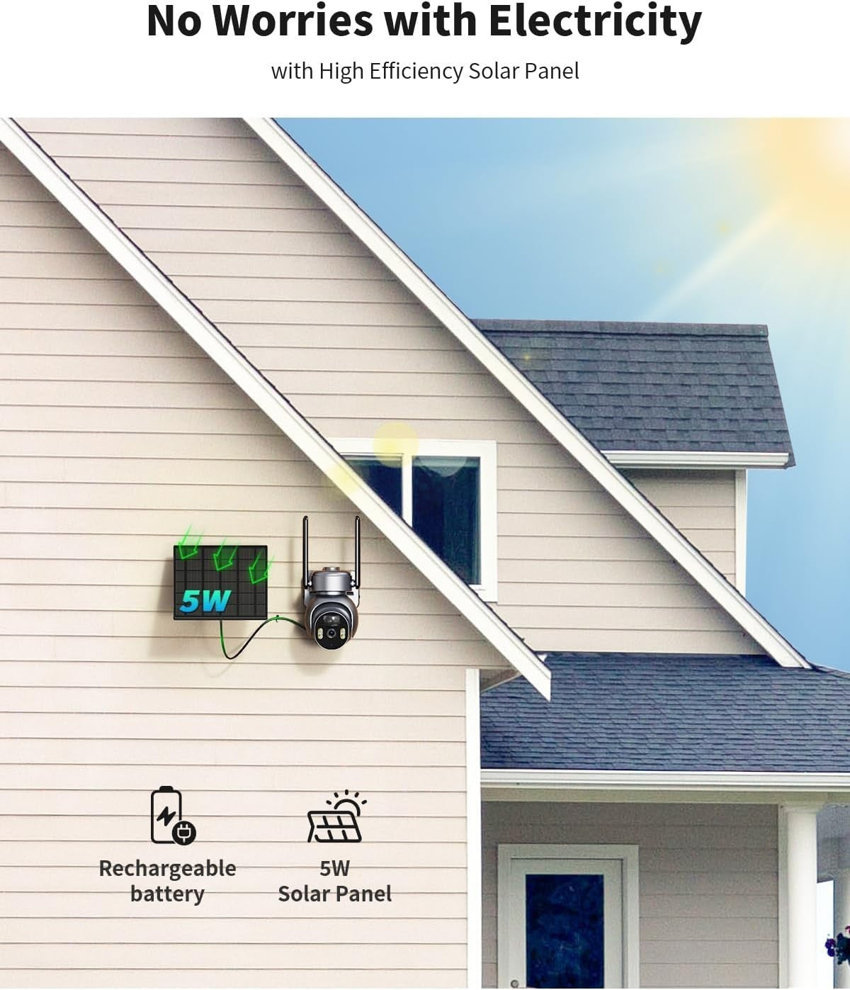 4G LTE Solar Security Camera 2K PTZ Night Vision CCTV No WiFi