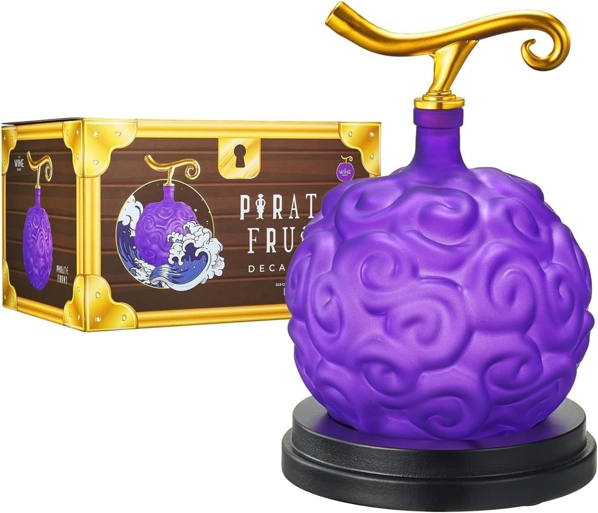 Purple Devil Fruit Liquor Decanter 34oz with Wood Base Anime Display Gift