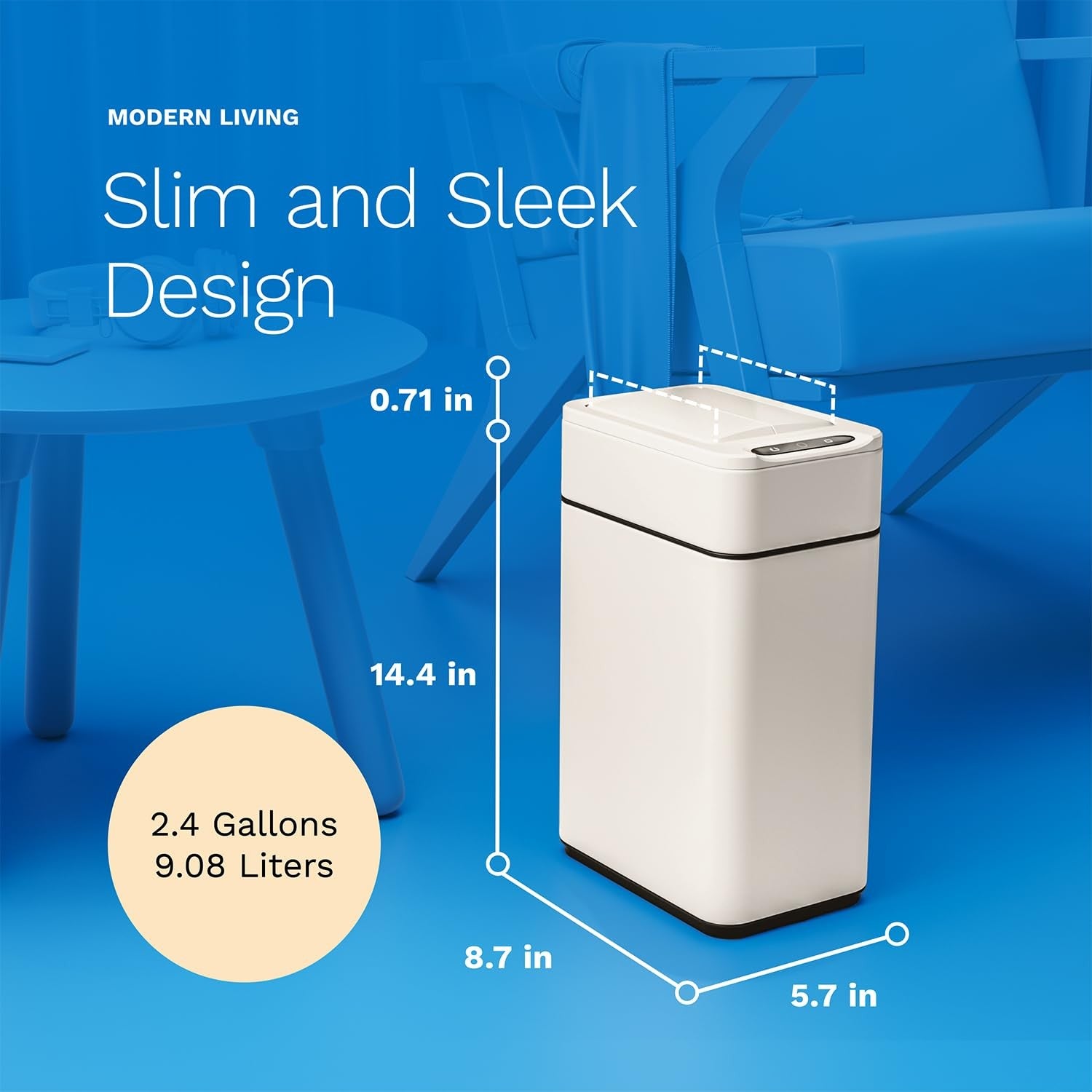 9L Touchless Bathroom Bin Sensor Butterfly Lid Soft Close White