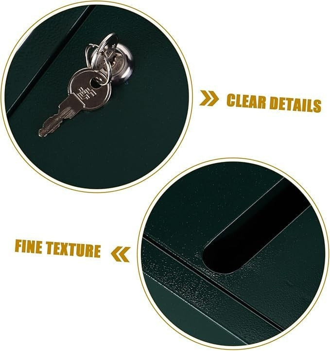 Lockable Wall Mount Mailbox Green Iron Complaint Suggestion Box Outdoor Secure