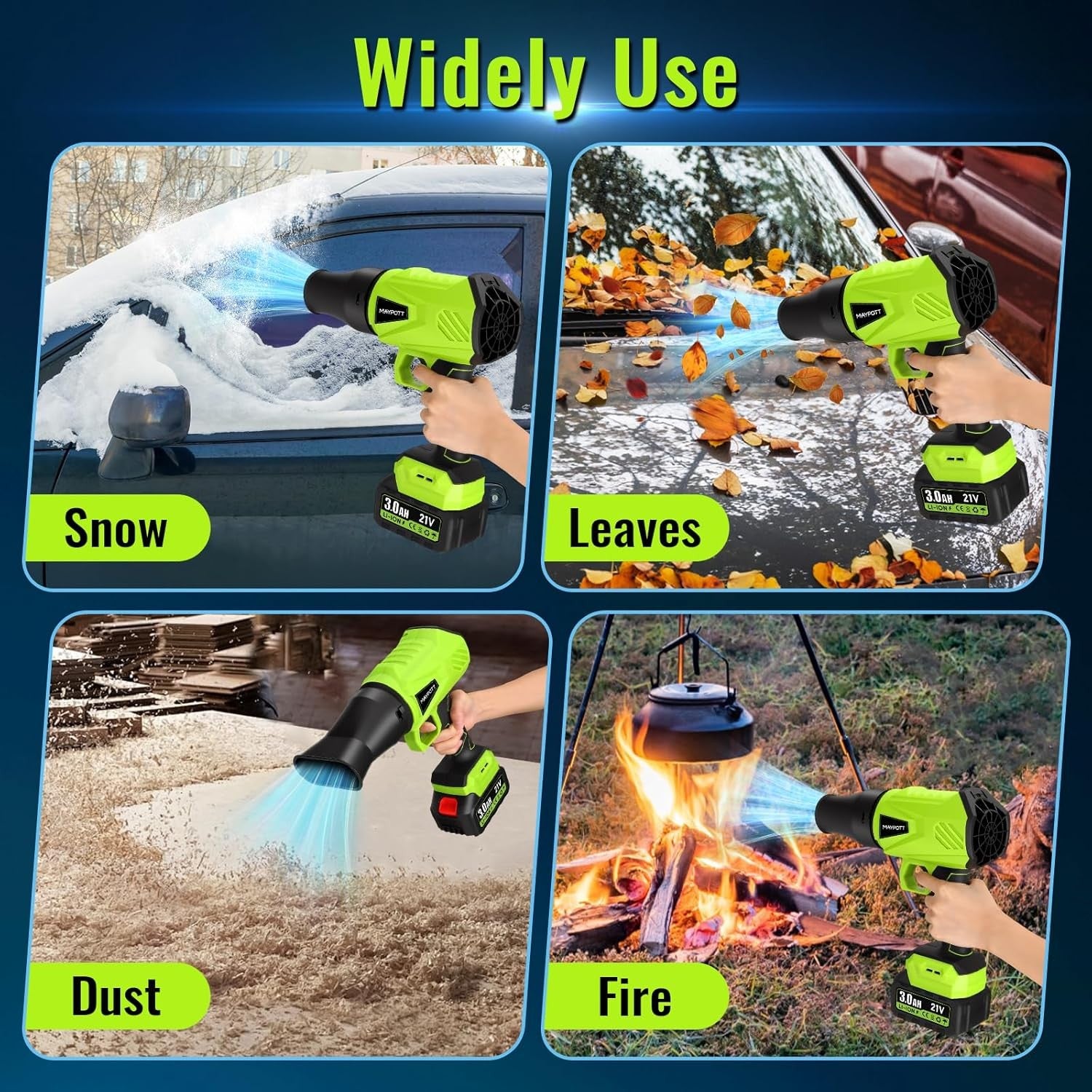 Cordless Leaf Blower Vacuum 21V Handheld Garden Cleaner 2 Batteries