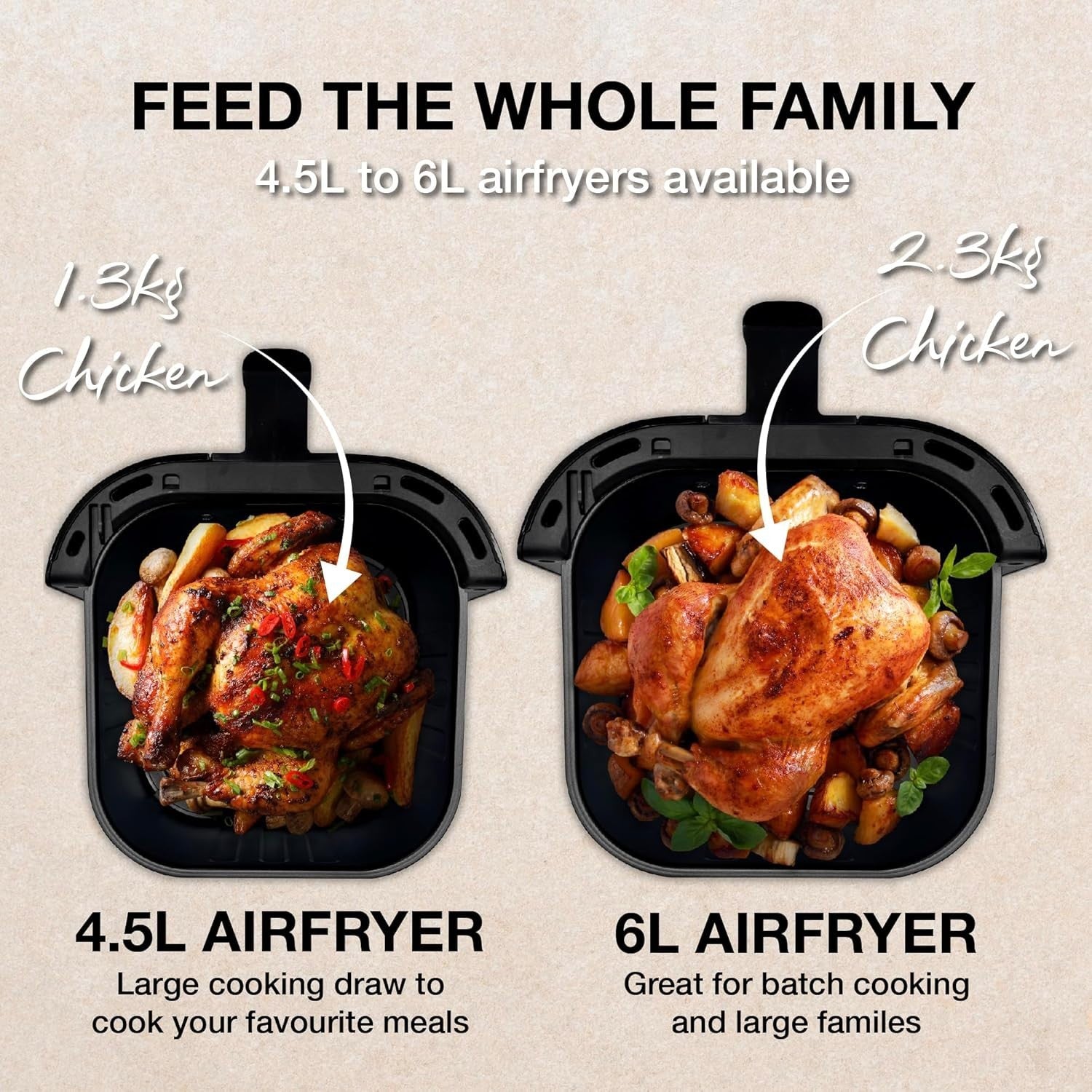 Digital Air Fryer 6L | 10-in-1 Functions, Low-Oil Cooking, LED Touch,