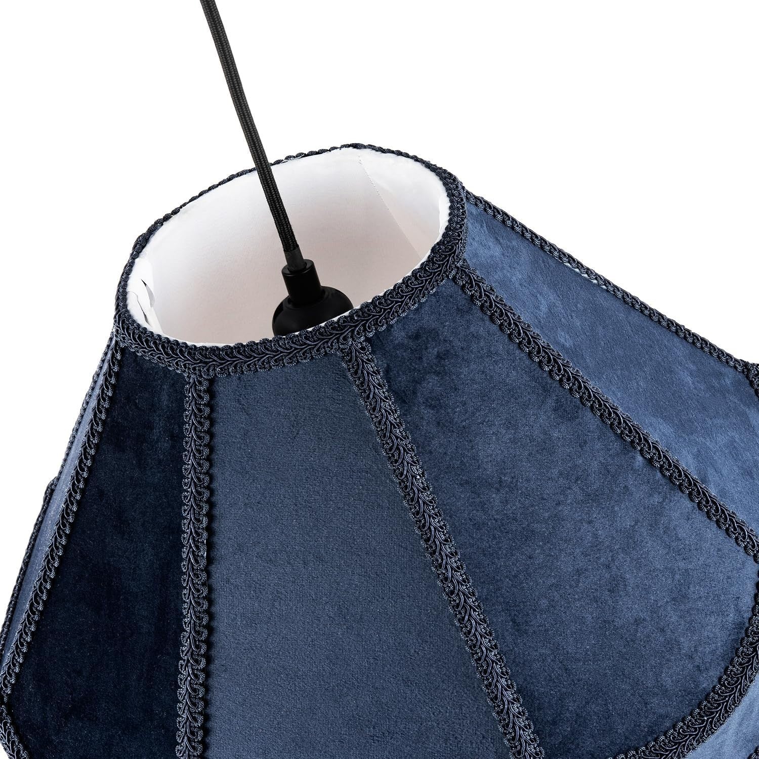 Victorian Empire Velvet Lampshade Midnight Blue Tassel Pendant 40cm