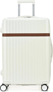 24 Inch Medium Hard Shell Suitcase PC ABS Lightweight Spinner Lock White